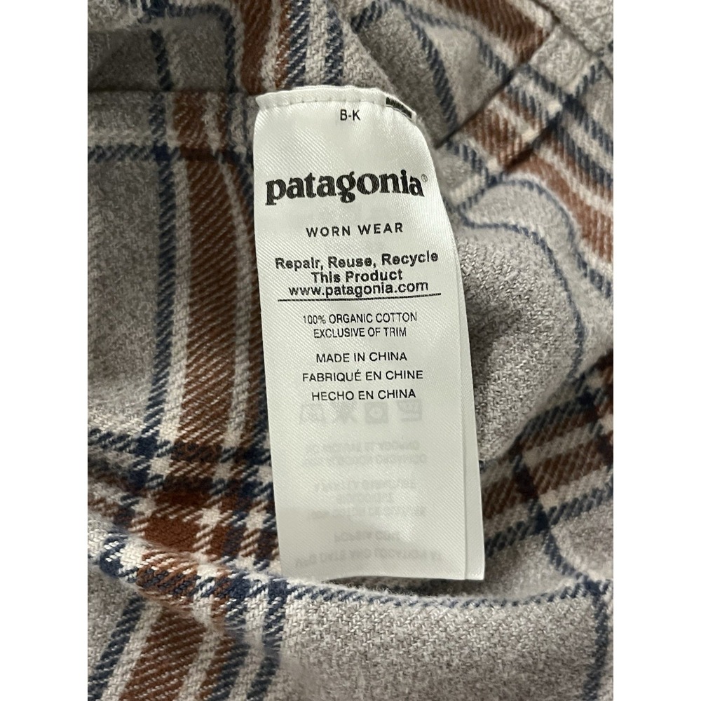 Patagonia Shirt Men Medium Long Sleeve Flannel Organic Cotton Gray Plaid - Picture 4 of 10